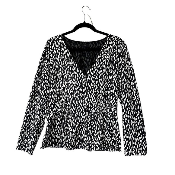 J. Crew‎ Size 14 T Long Sleeve Peplum Top Satin Crepe Button Front Career Office - Picture 4 of 16